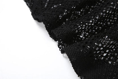 Rose pattern fishnet see through cami midi dress