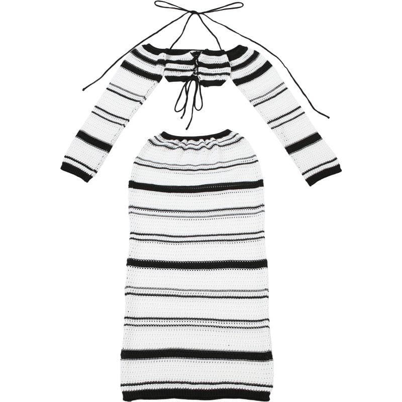 Long sleeve knitted maxi skirt set