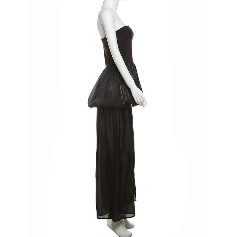 Ruched solid backless tube mini dress