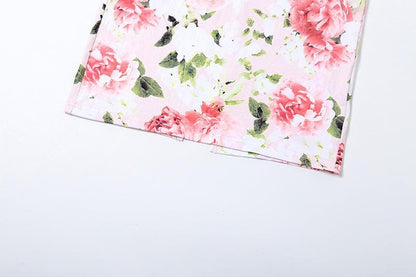 Print lace hem sweetheart neck slit cami maxi dress