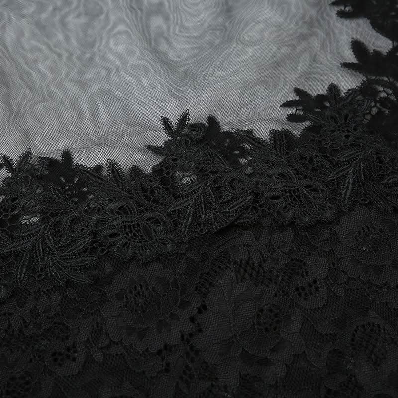 V neck mesh lace cami mini dress