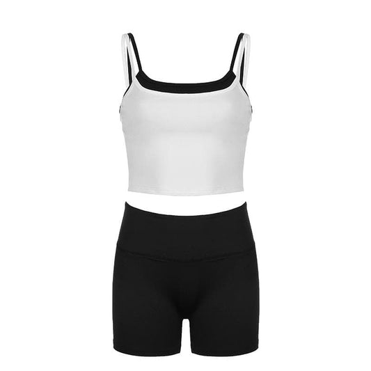 U neck contrast 2 piece cami pant set