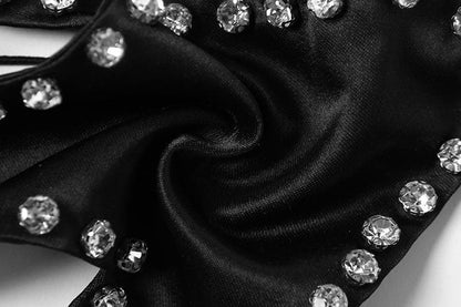 Butterfly beaded rhinestone cross open back top