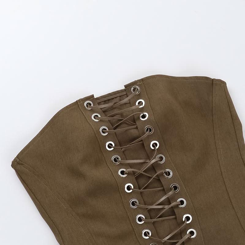 Corset backless lace up tube top