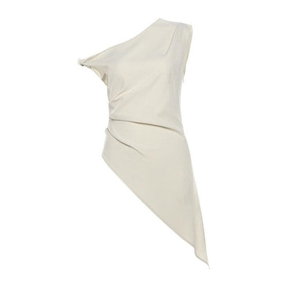 Off shoulder irregular solid zip-up top