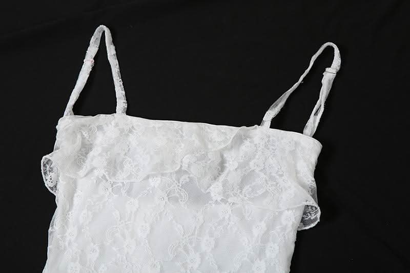 Square neck ruffle slit cami maxi dress