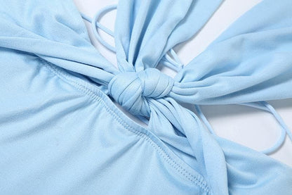 Halter deep v neck ruched backless maxi dress