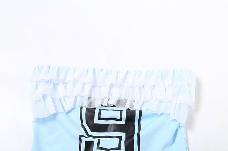 Ruffle “9” pattern backless tube top
