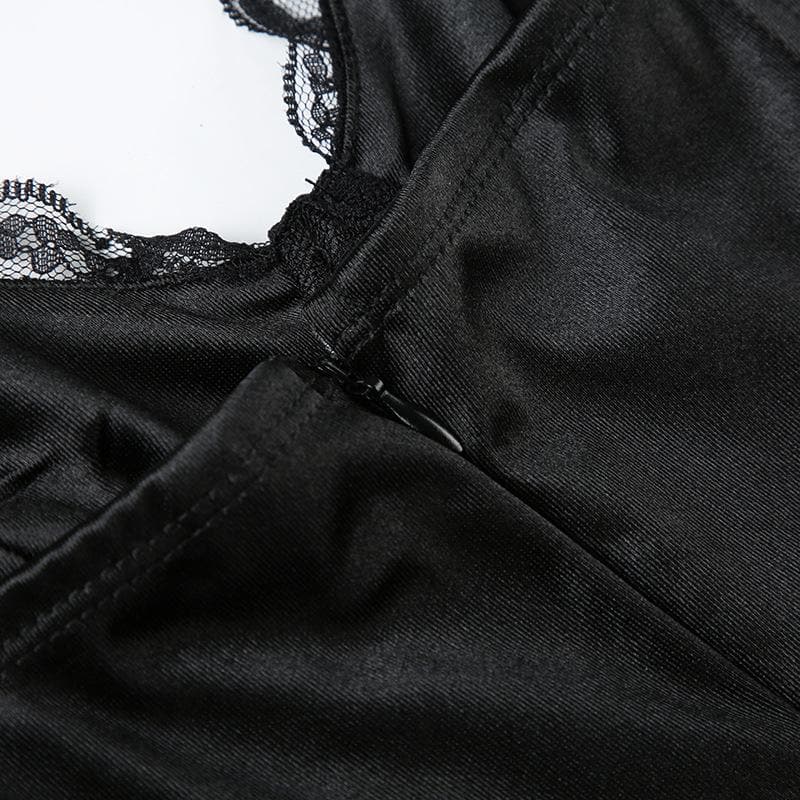 V neck lace hem cami mini dress
