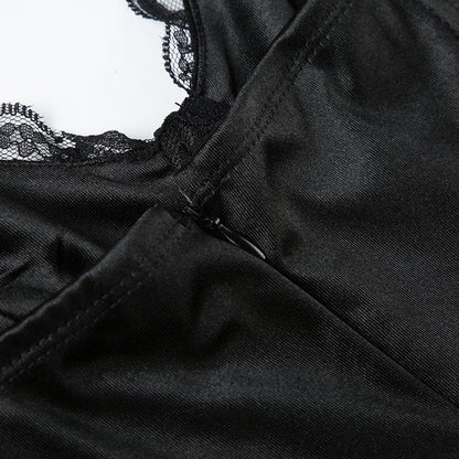 V neck lace hem cami mini dress
