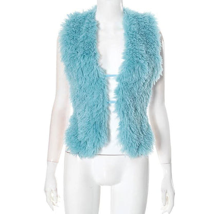 Halter fluffy self tie shrug top