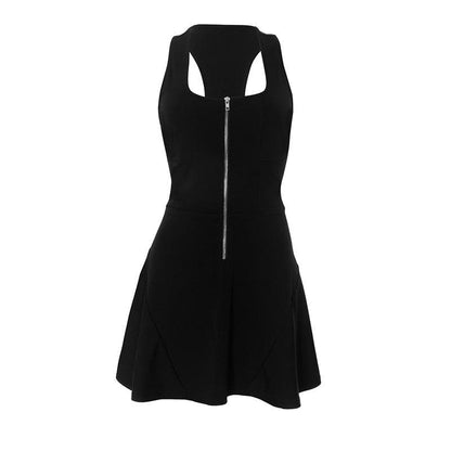 Square neck zip-up sleeveless tank mini dress