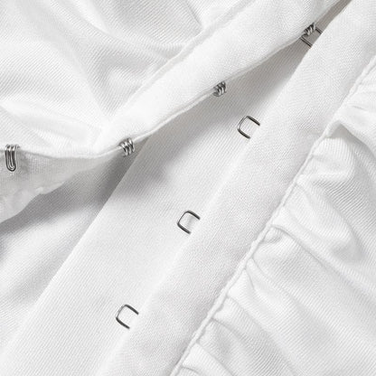 Button ruched solid halter backless crop top