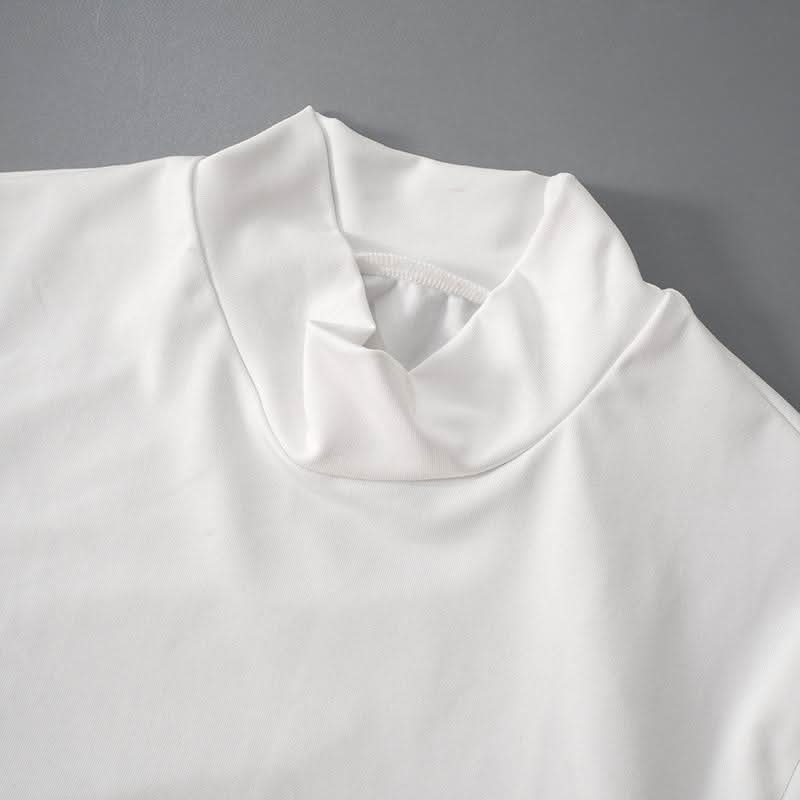 High neck long sleeve ruched maxi dress