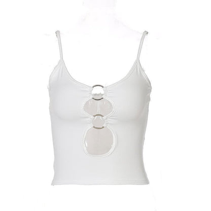 Hollow out low cut ring cami cut out top