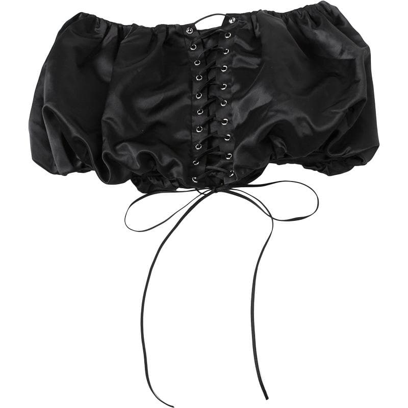 Lace up solid ruched ribbon mini skirt