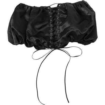 Lace up solid ruched ribbon mini skirt