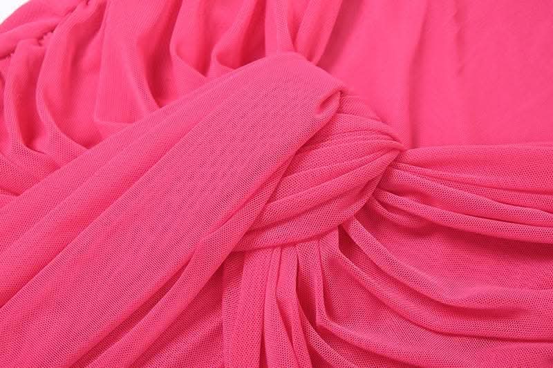 Mesh ruched hollow out see through tube cut out maxi dress-final-sale