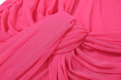 Mesh ruched hollow out see through tube cut out maxi dress-final-sale