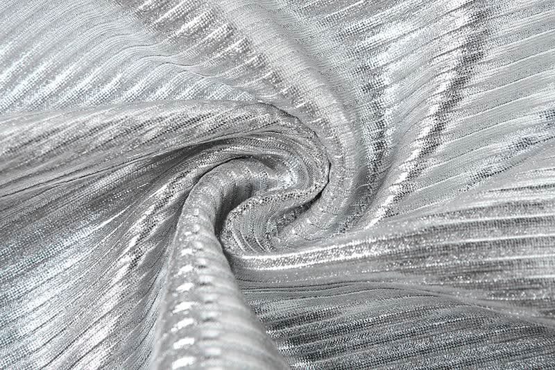 Metallic gloves zip-up tube top