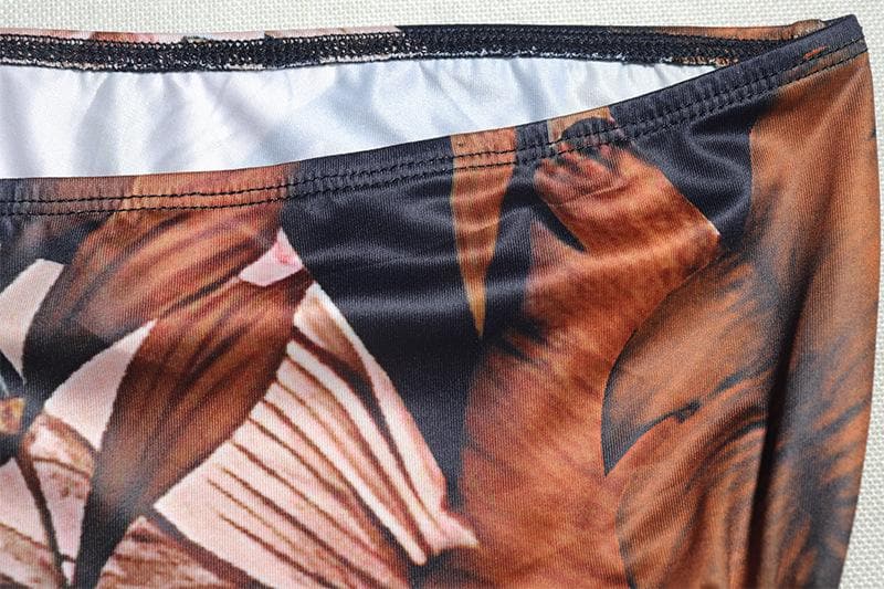 High slit print irregular tube maxi dress