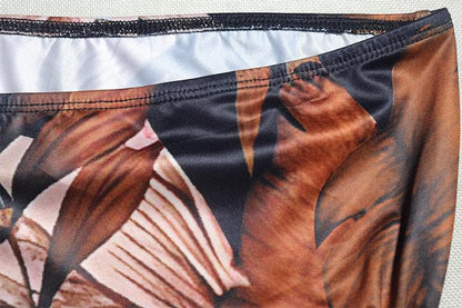 High slit print irregular tube maxi dress