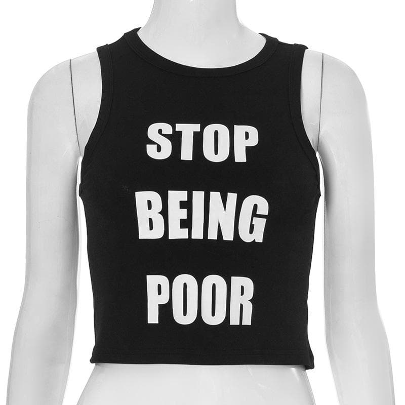 Crewneck contrast letter print tank top