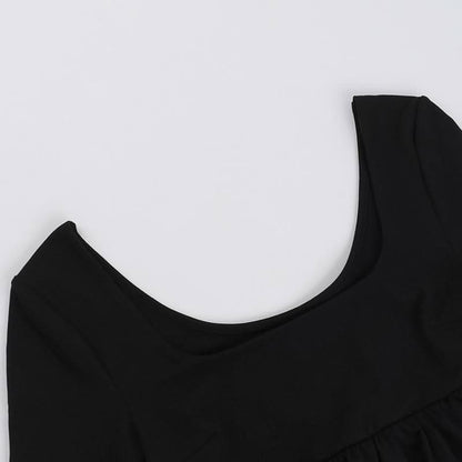 U neck long sleeve solid top