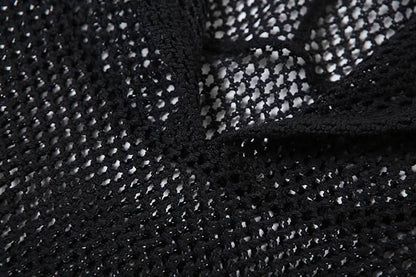 Hoodie sleeveless fishnet slit top