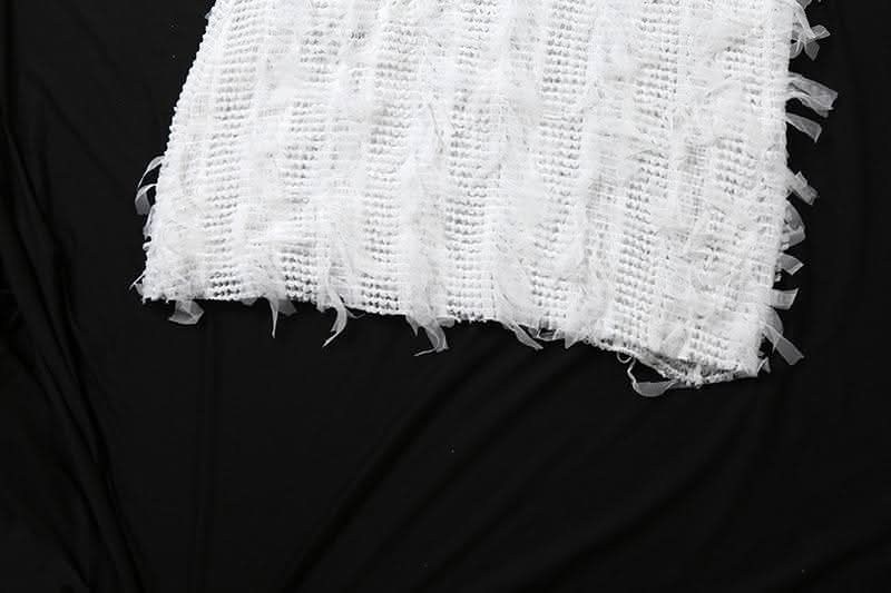 High neck patchwork tassels backless maxi dress-final-sale