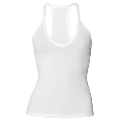 V neck ribbed sleeveless solid tank top