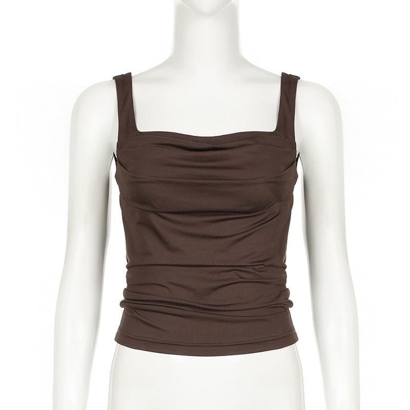 Sleeveless ruched solid backless cami top