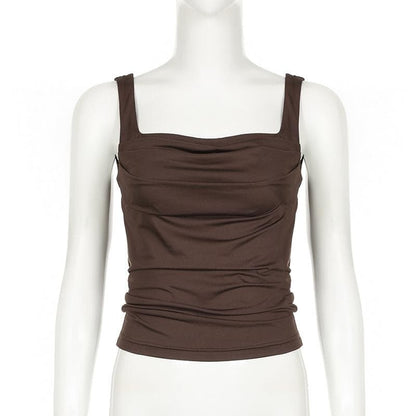 Sleeveless ruched solid backless cami top