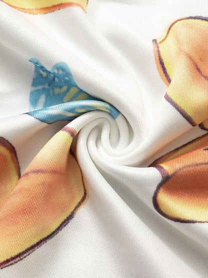 Flower print backless tube top