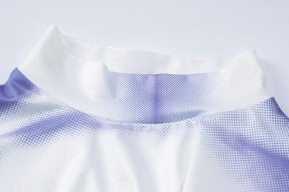 Short sleeve high neck contrast body print mini skirt set-final-sale