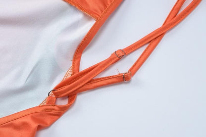 Cowl neck flower print backless cami maxi dress