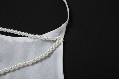 Halter beaded backless solid top