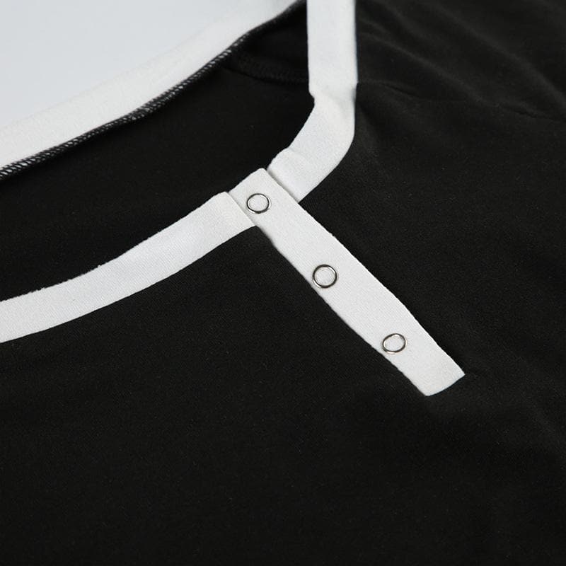 Long sleeve off shoulder button top