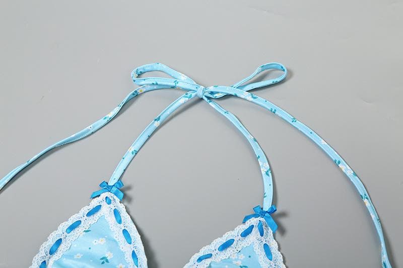 Halter self tie bowknot flower print pant set