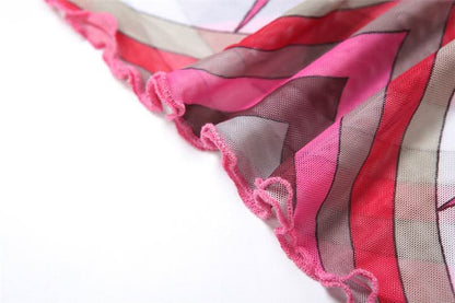 Long sleeve ruffle abstract mesh maxi dress-final-sale