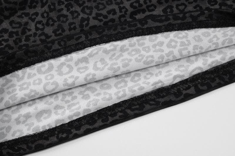 Leopard print cross front hollow out cami cut out top