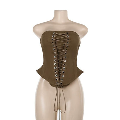 Corset backless lace up tube top
