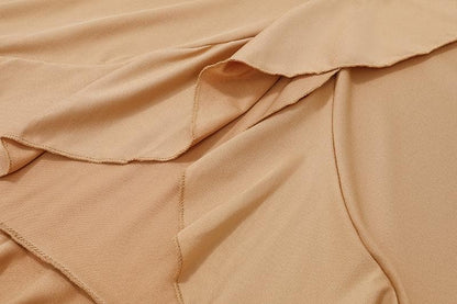 Ruffle solid ruched self tie low rise midi skirt