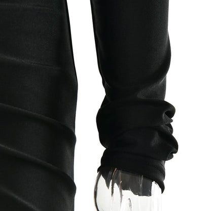 Long sleeve v neck ruched hollow out cut out maxi dress