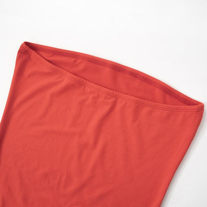 High slit solid backless tube maxi dress