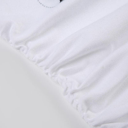 Short sleeve bowknot beaded ruched top