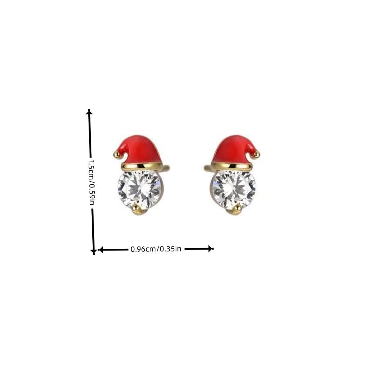 Rhinestone santa hat decor stud earrings
