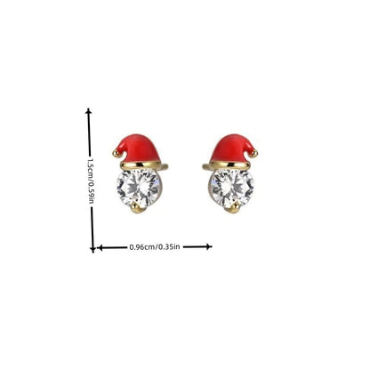 Rhinestone santa hat decor stud earrings