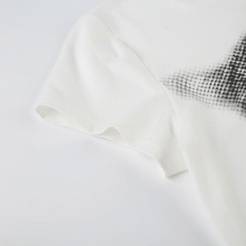 Short sleeve crewneck cat print top