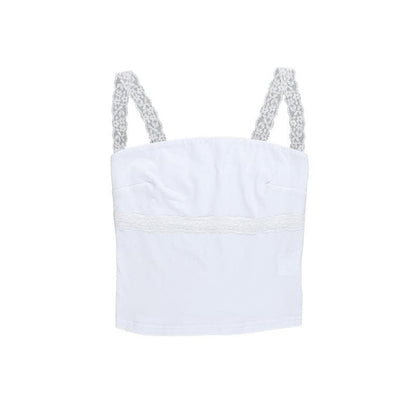 Lace hem backless solid cami top